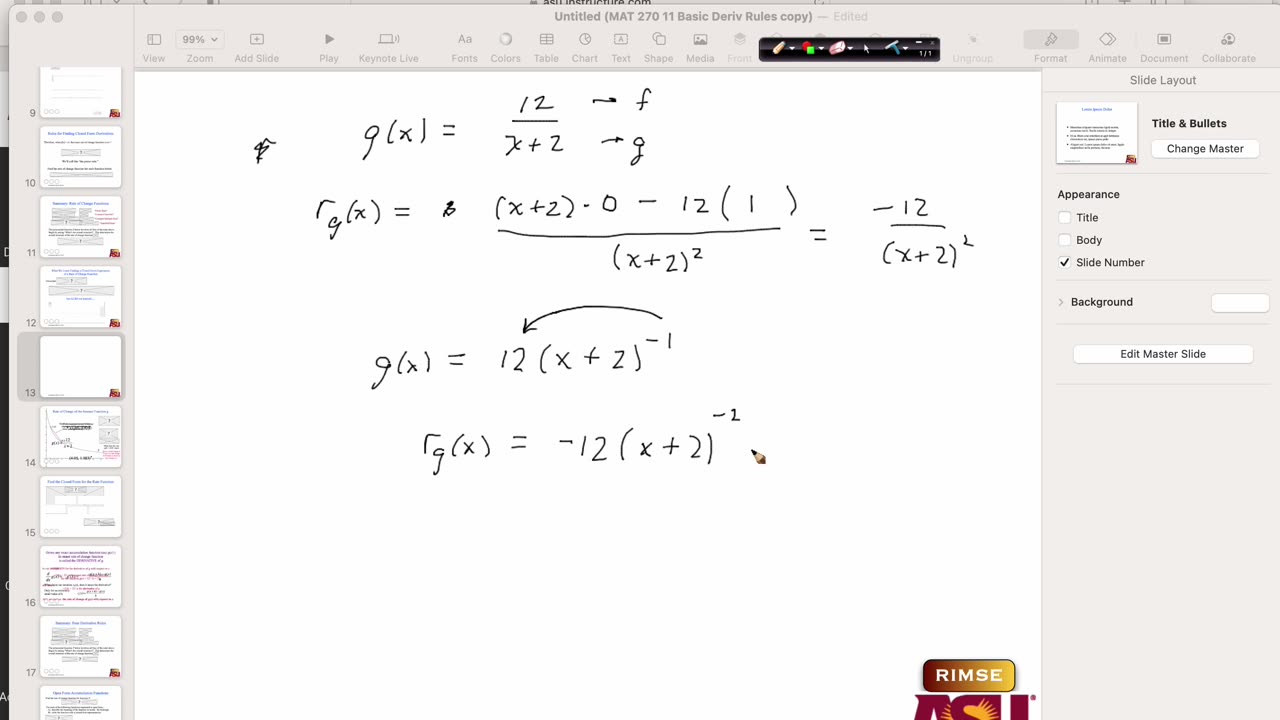 MAT 270 Fri Mar 28: Exact ROC Function & Harder Derivatives