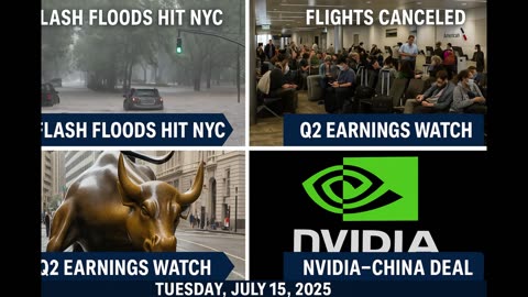 Flash Floods Hit NYC & NJ | Flights Cancelled | Q2 Earnings Watch | Nvidia-China Deal