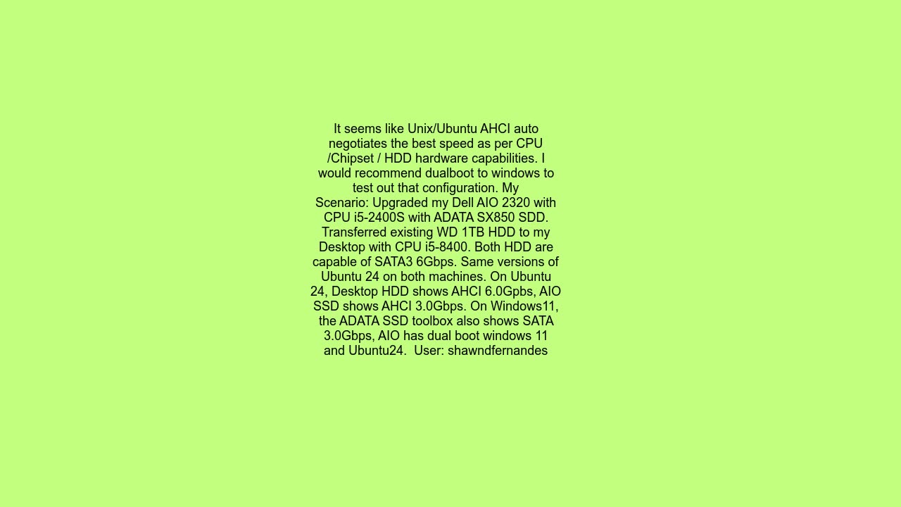 HDD SATA speed setting