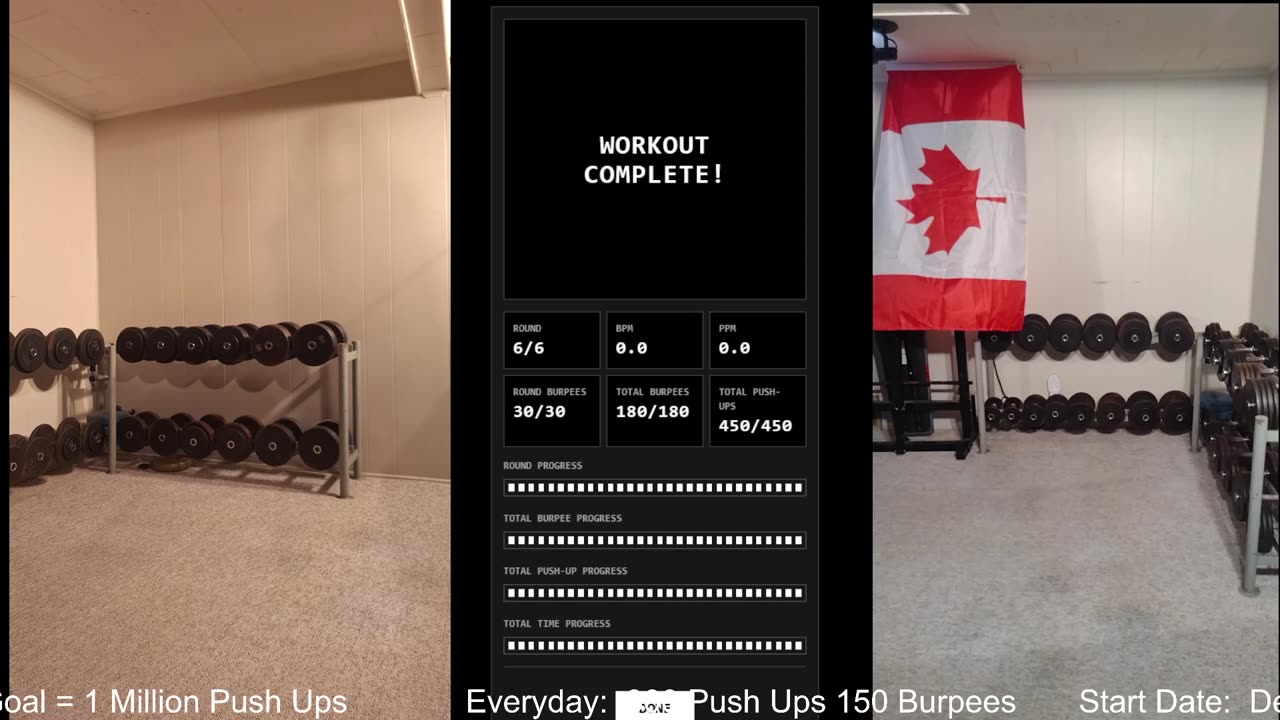 Everyday 300 push ups and 150 Burpees!