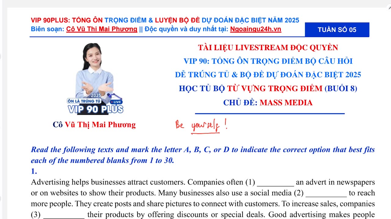 13. Học tủ bộ Từ vựng trọng điểm theo chủ đề (Buổi 8)