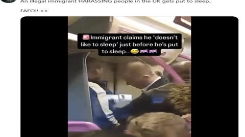 UK Illegal Migrant Harasses Passengers Gets Headbutted On Plane