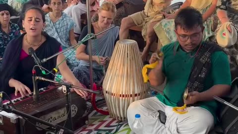 Kirtan on the Ganges River in Mayapur, India September 2025