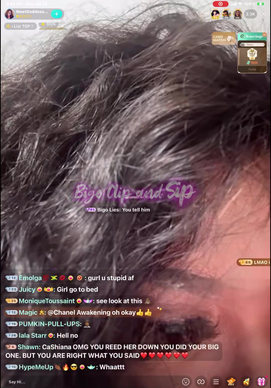 Moet being delulu after Flocko pretends to be at her motel w/background pic 7/28/25 #bigoclipandsip