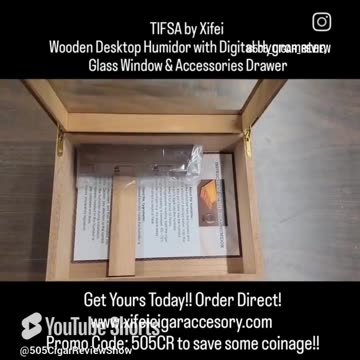 TISFA by Xifei Cigar Accessory Wood Glass Desktop Humidor