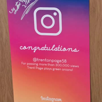 Trent Page's Instagram plaque.