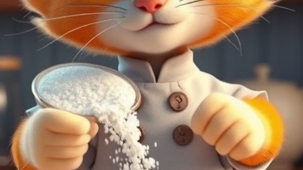 Cat baking cupcakes in the kitchen