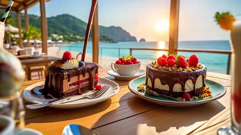Decadent Chocolate Dessert with a Stunning Ocean View