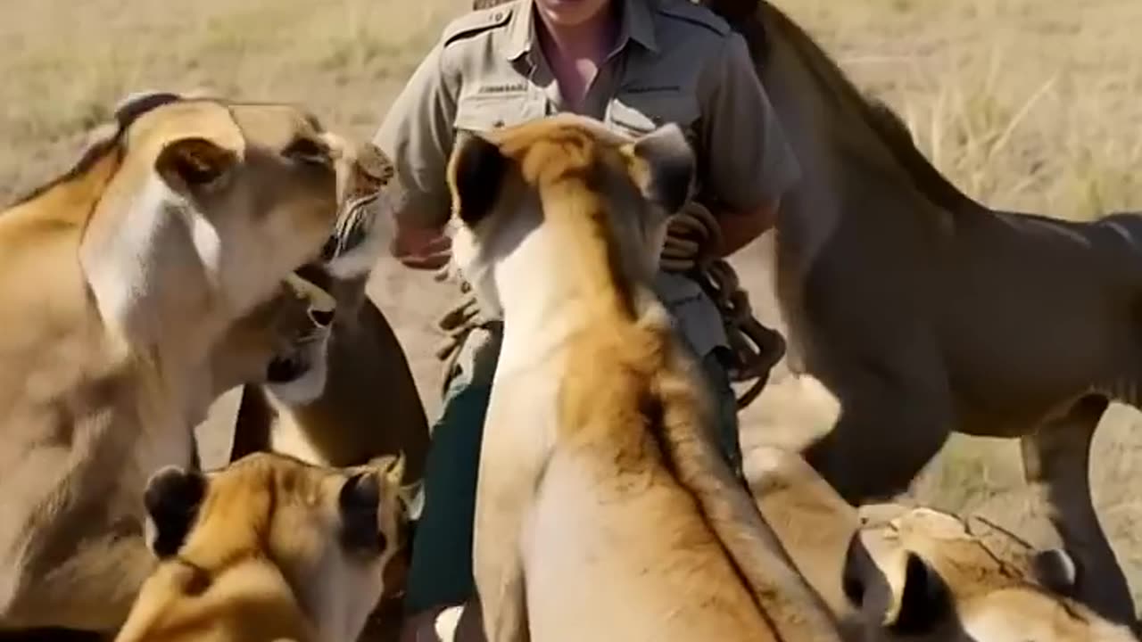 Meeting with a pride of lions