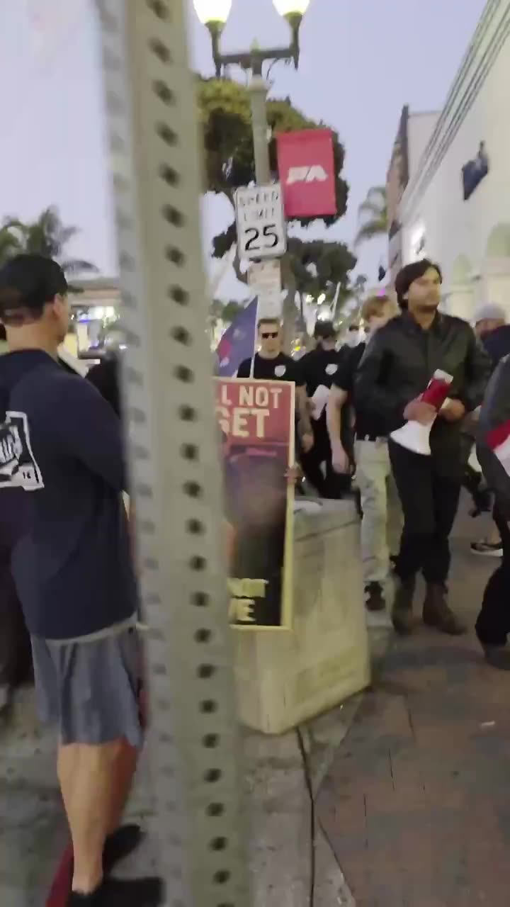 Patriot Front marching through Huntington Beach