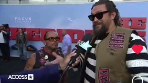 Jason Mamoa REDRUM Motorcycle club at movie premier