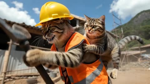 Funny Cats at Work 😂🐱 | This Went Totally Wrong!” “Cats Trying to Work on a Construction