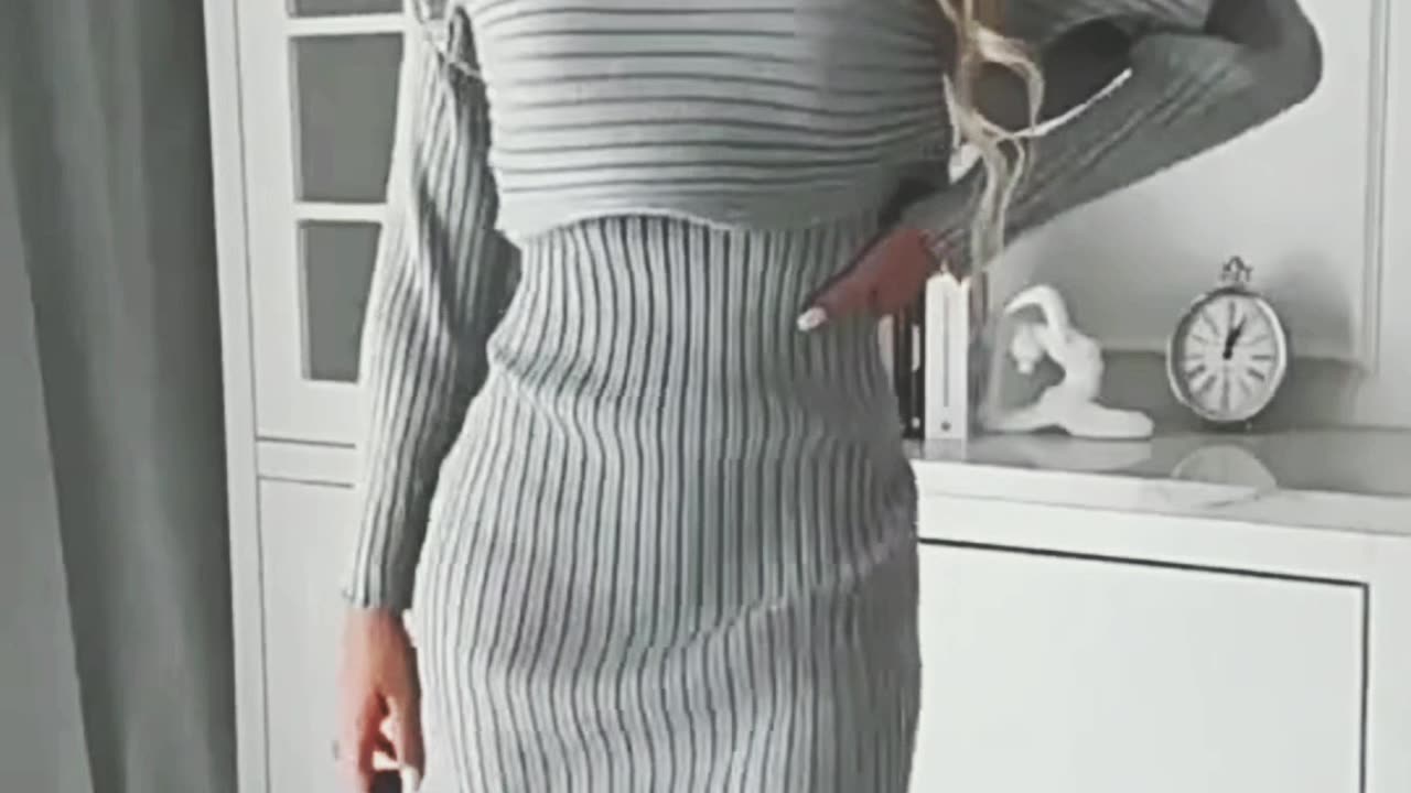 LINK IN DESCRIPTION Suit Women's Solid Stripe Long-sleeved Top
