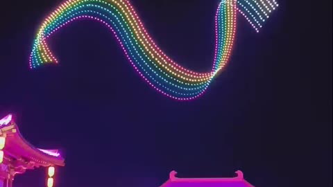 The drone light show at Leling Film and Television City in Shandong Province was brilliantly staged