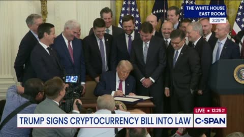 Trump signs "GENIUS" cryptocurrency bill into law.