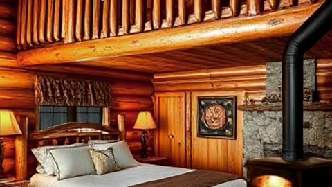 Sleep in cozy rain cabin | Rain ambience with fire crackling fireplace sounds and relaxing rain |