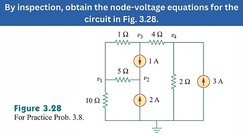 Practice Prob 3.8 | Obtain the node-voltage equations for the circuit in Fig. 3.28 | FEC 4th Edition