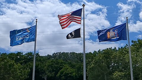 40 seconds of slow motion flags in the wind wind.