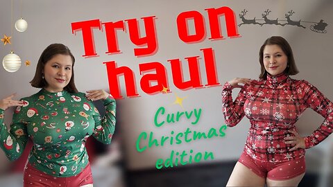 [4K]🎄 Christmas Tops Try-On Haul | Curvy Model