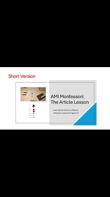 How to Teach The Article (Short Version) #montessori