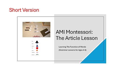 How to Teach The Article (Short Version) #montessori