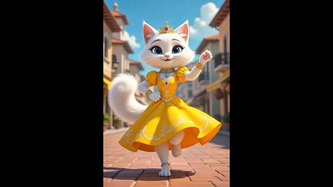 ✨ Magical Dancing Cat Princess in a Sunny Village & City Plaza! 🐱💃