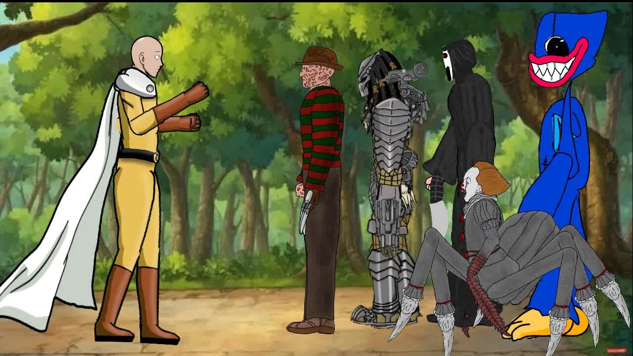 Saitama vs Freddy Krueger, Pennywise , Predator , Ghost , Huggy Wuggy
