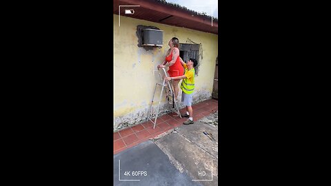 Hidden camera records - painter gave a lesson to my wife and she paid and another way