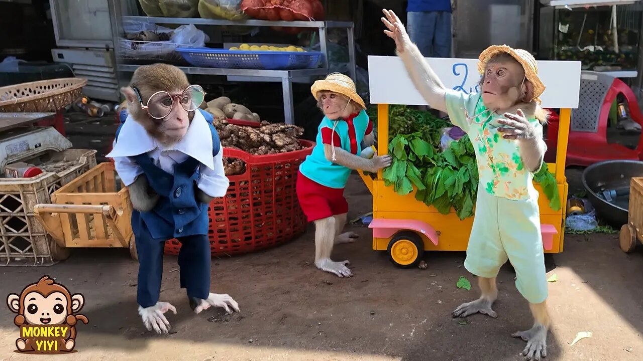 YiYi and YinYin go to the market to sell vegetables to prepare for the wedding