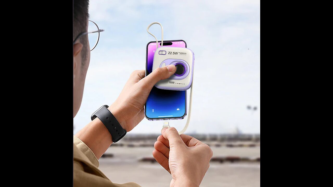 Dual Fast Charge Digital Display Slim 10000mAh Portable Power Bank With Built-in Cables