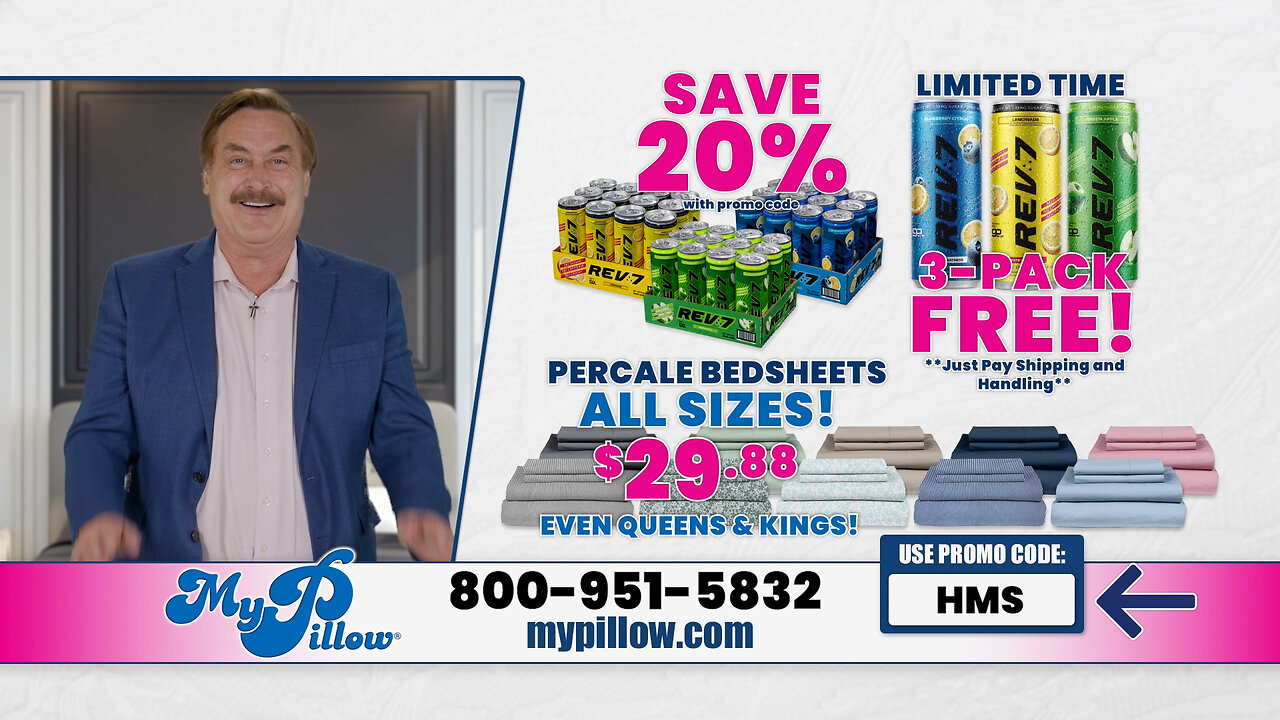 REV7 & PERCALE Bed Sheets - MyPillow.com (800) 951-5832 - Promo Code "HMS" - OvercomersTV.Live