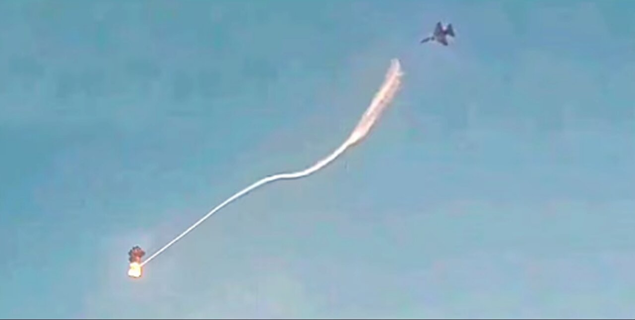 Moment of Ukrainian F-16 fighter downing Russia’s Gerbera multipurpose drone with US AIM-9L missile