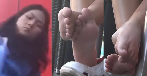 Film 164 - Candid Girl Feet, Asian Girl Aggressive Footrubbing - Full 22 Min Vid Available