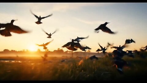 Flocks of birds flying in the morning