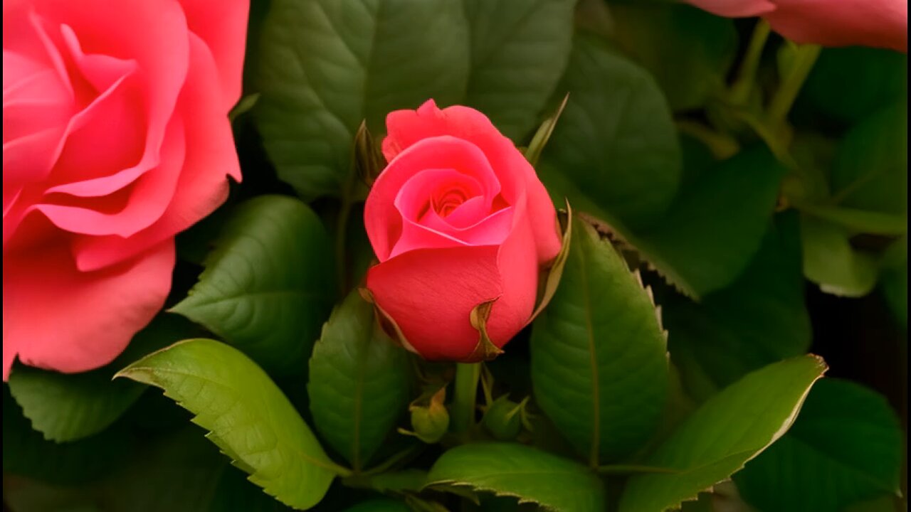 A rose blooms