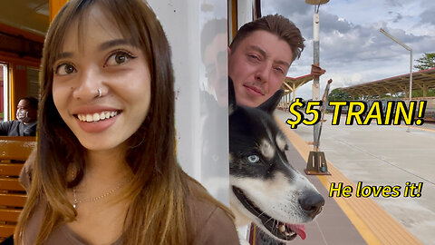 $5 TRAIN to Thai Beach PARADISE (with a Husky!) 🇹🇭