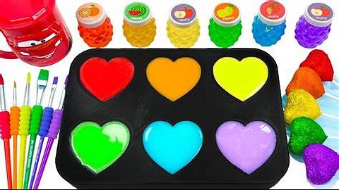 Satisfying Video Rainbow Mixing Lollipop & Color EGGS From Rainbow Magic Slime Heart & Cutting ASMR