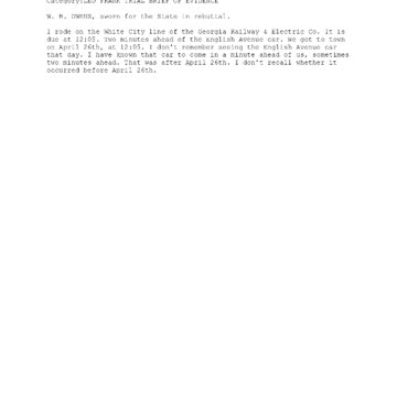 W. B. Owens, Officially Sworn In, Serves as 175th Witness for the State