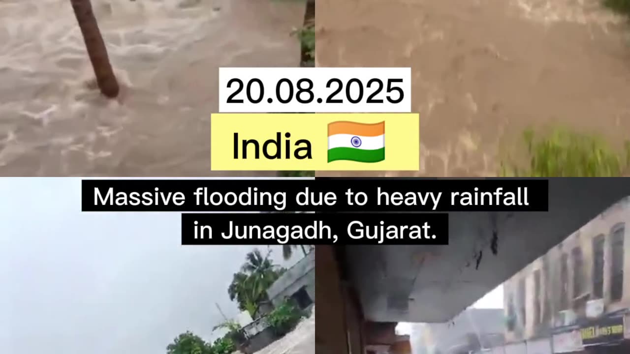 Massive flooding due to heavy rainfall in Junagadh, Gujarat, India 🇮🇳 (20.08.2025)