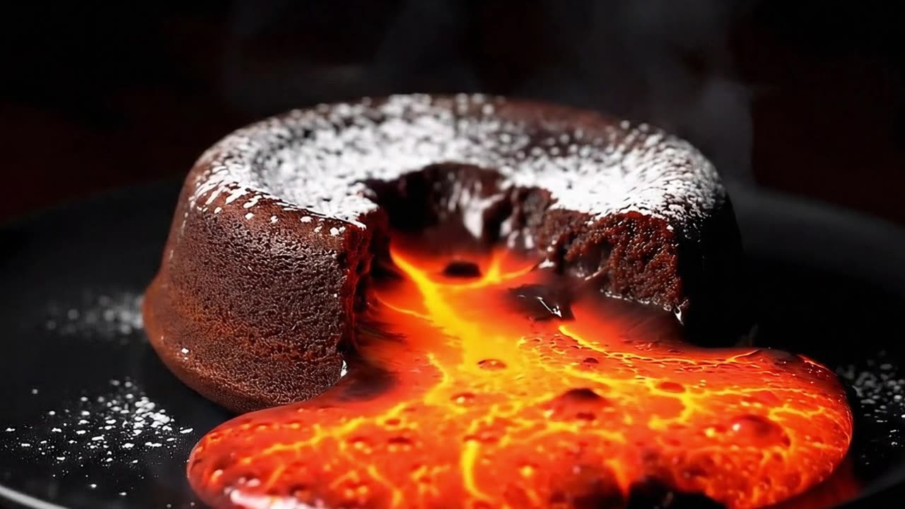 Lava Cake But With Real Lava #oddlysatisfying #lavaasmr #lava #asmr #satisfying #veo3 #asmrai