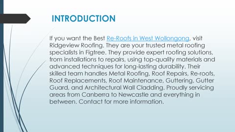 Best Re-Roofs in West Wollongong