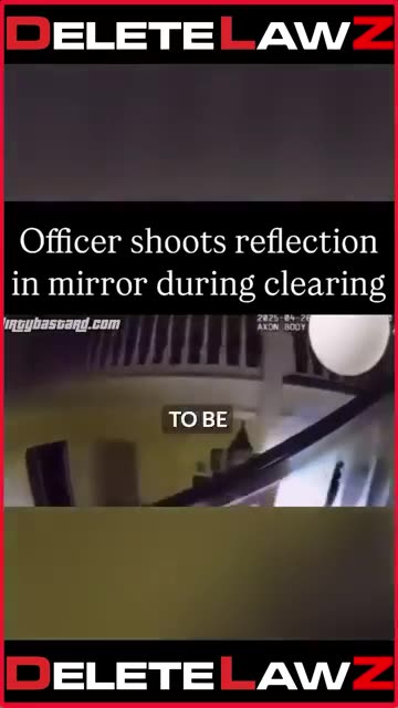 SCARED FEMALE COP SHOOTS HER REFLEXION IN THE MIRROR!