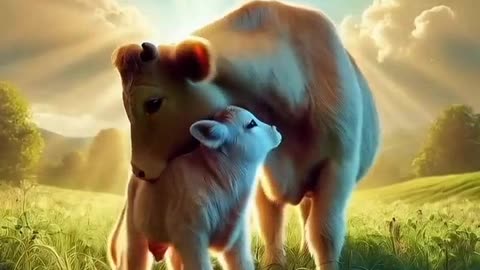 A Mother Cow 🐄 Fights a Lion 🦁 for Her Babies | Viral AI Animal Shorts & Trending Short Videos