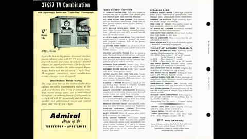 1951 Admiral Television Catalog No Sound, Historical Reference