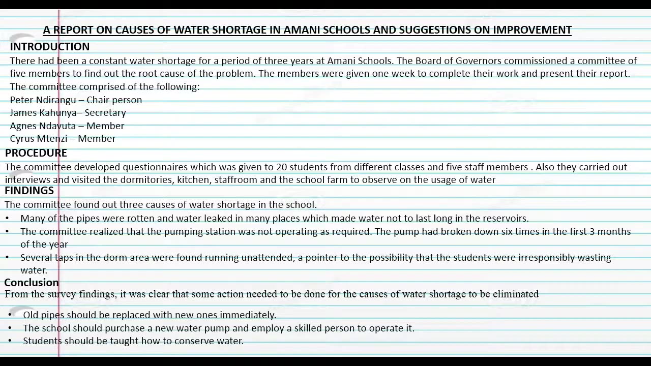FUNCTIONAL WRITING - INVESTIGATIVE REPORT