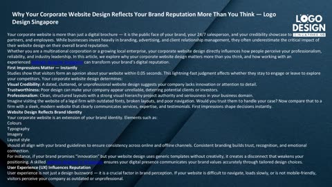 Why Your Corporate Website Design Reflects Your Brand Reputation More Than You Think