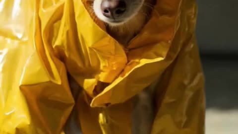 Dog Stuck in Raincoat