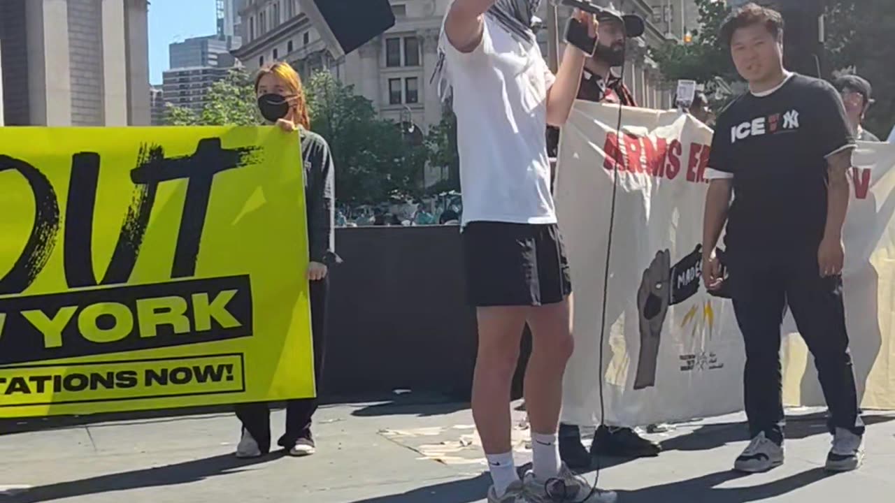 "ICE OUT OF NEW YORK" "From Palestine to Mexico, all the walls have got to go."