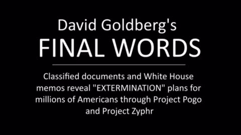 David Goldberg's FINAL WORDS