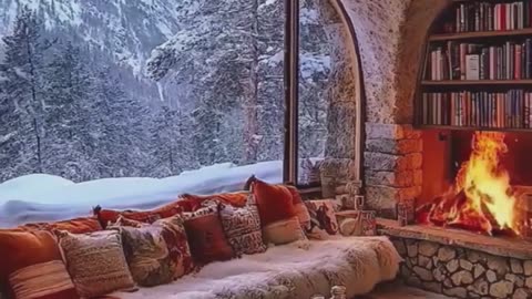 Winter Lounge with Mountain Views.